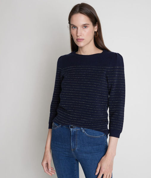 Picture of THEA BIS NAVY BLUE METALLIC STRIPED JUMPER